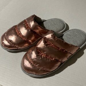 Rose Gold Shiny Puffer Slippers